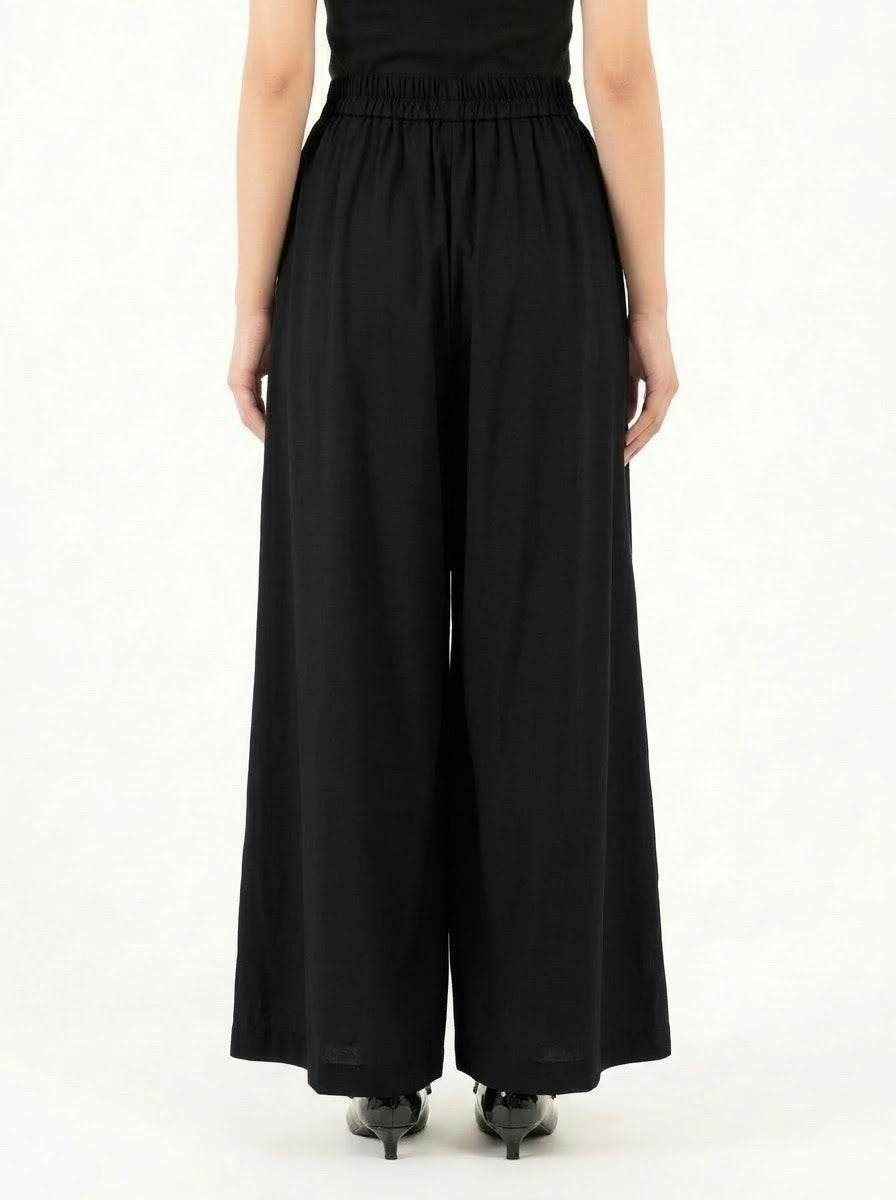 Pleated Wide-Leg Pant - Cave Black