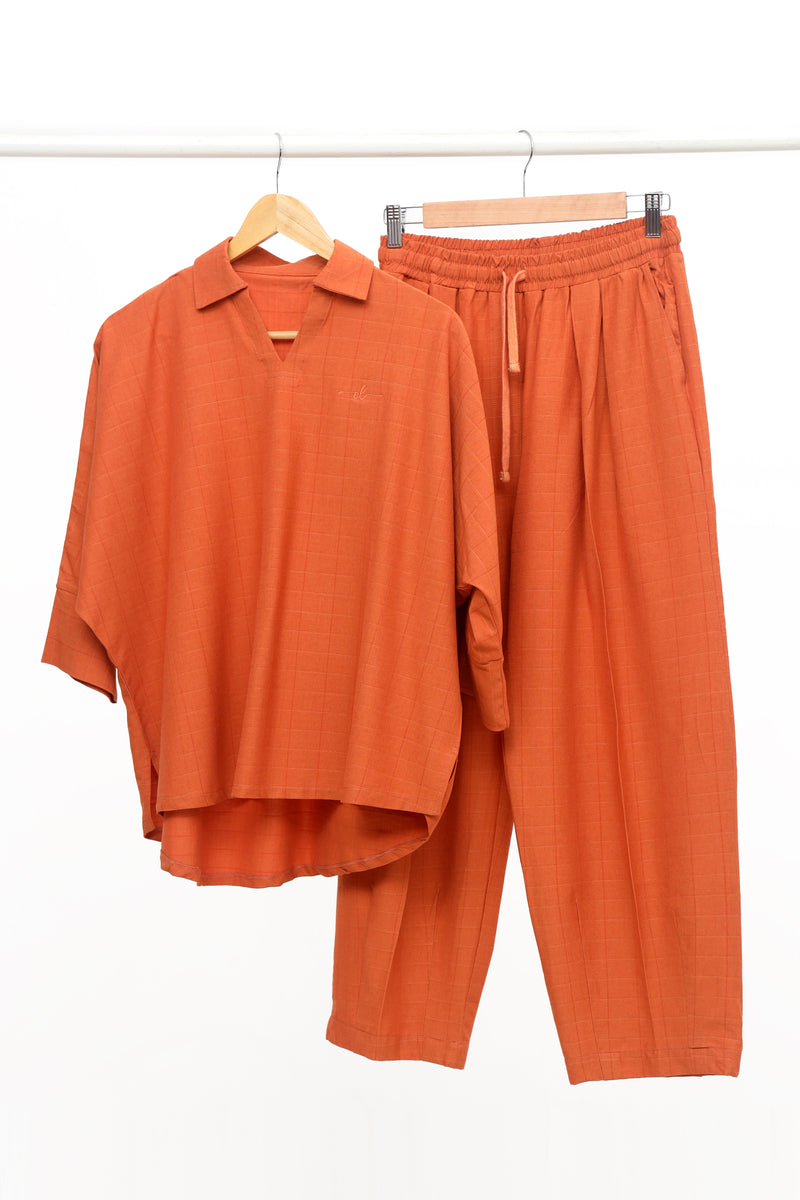 ZAHAB - Tailored Set in  Deep Rust