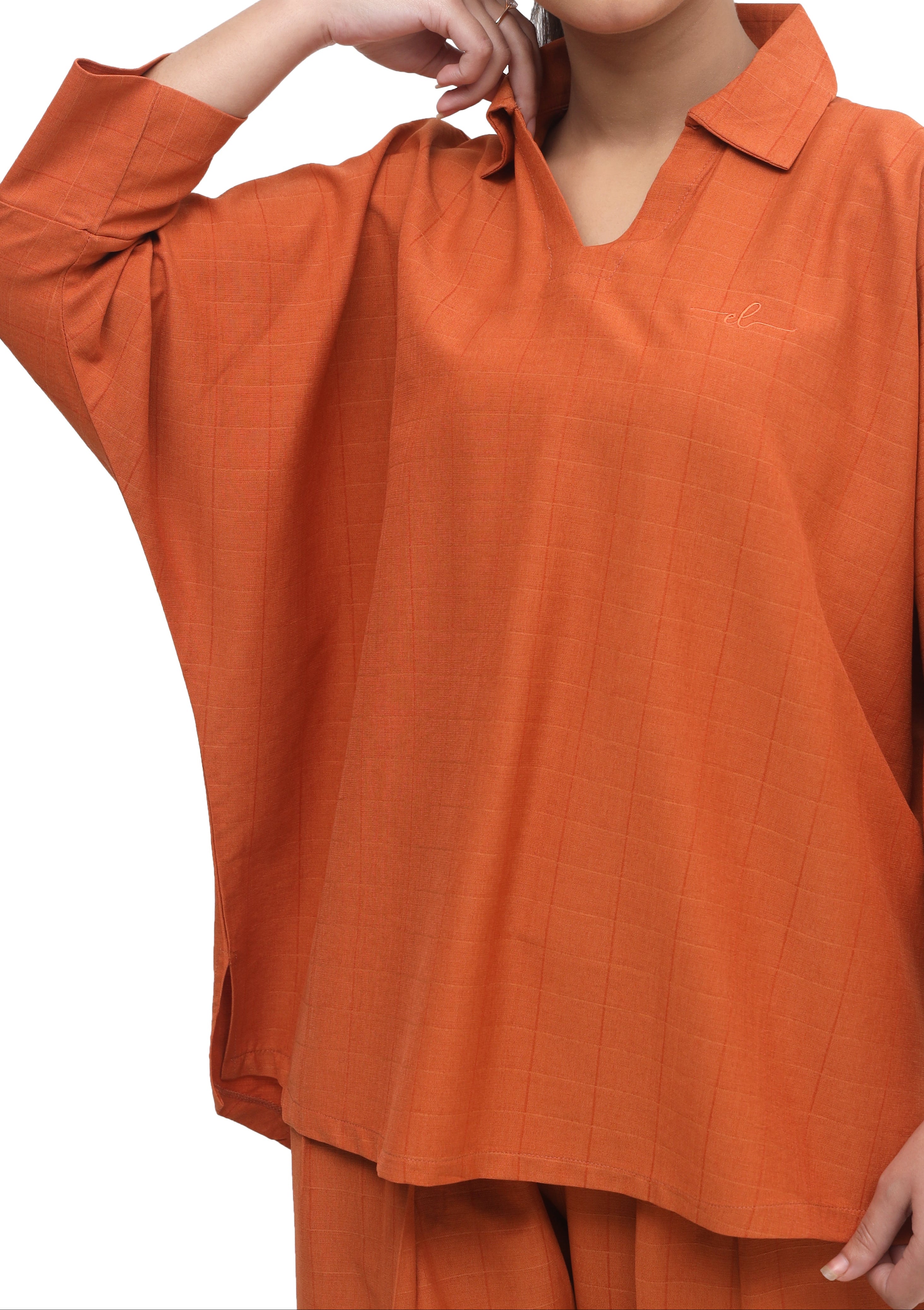 ZAHAB - Tailored Set in  Deep Rust