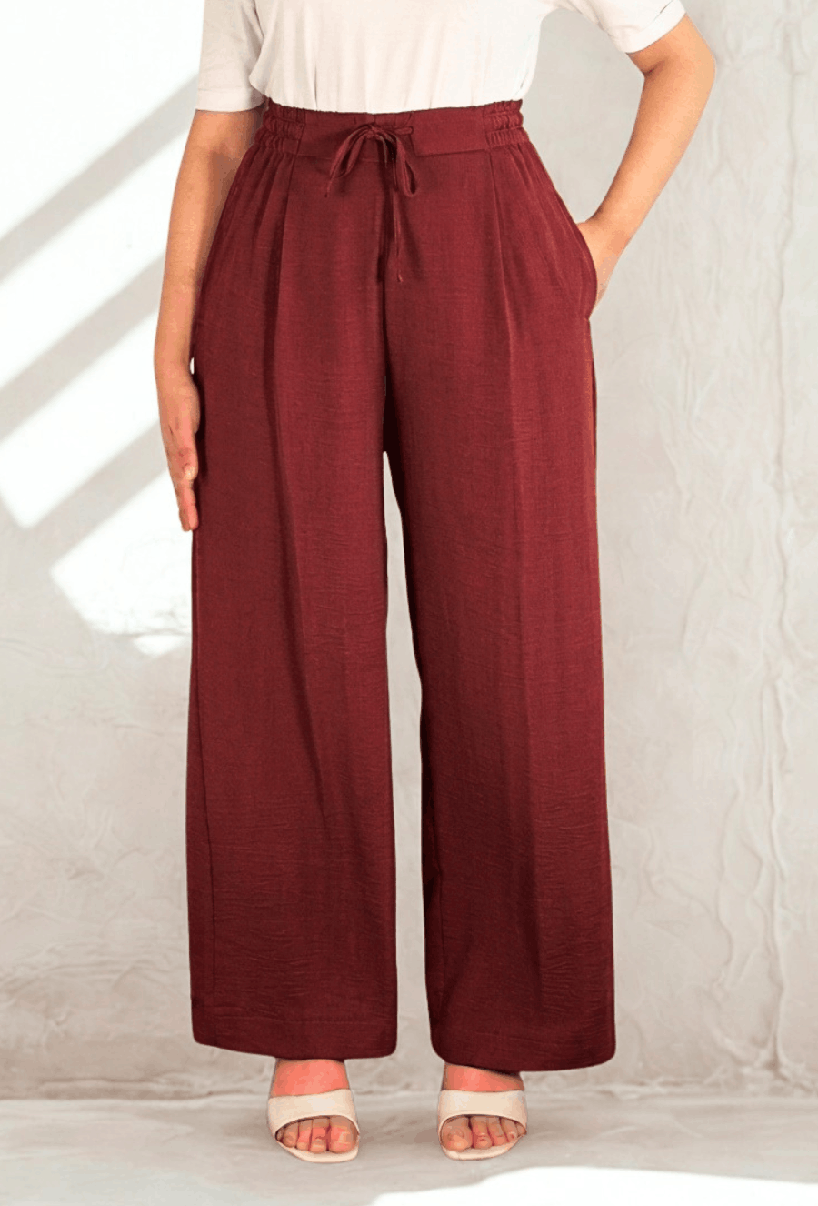 Straight Loose Trousers - Burgundy