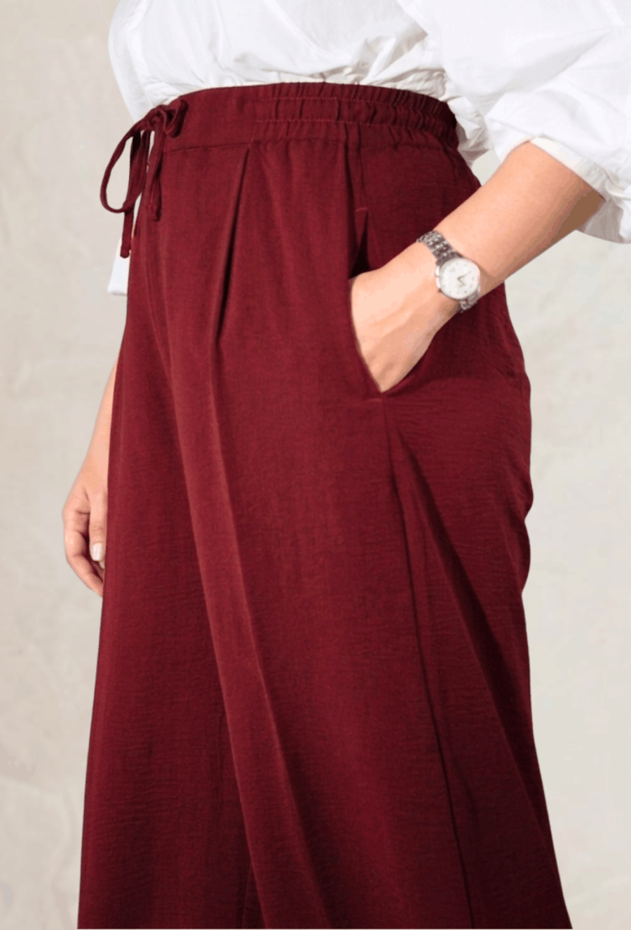 Straight Loose Trousers - Burgundy