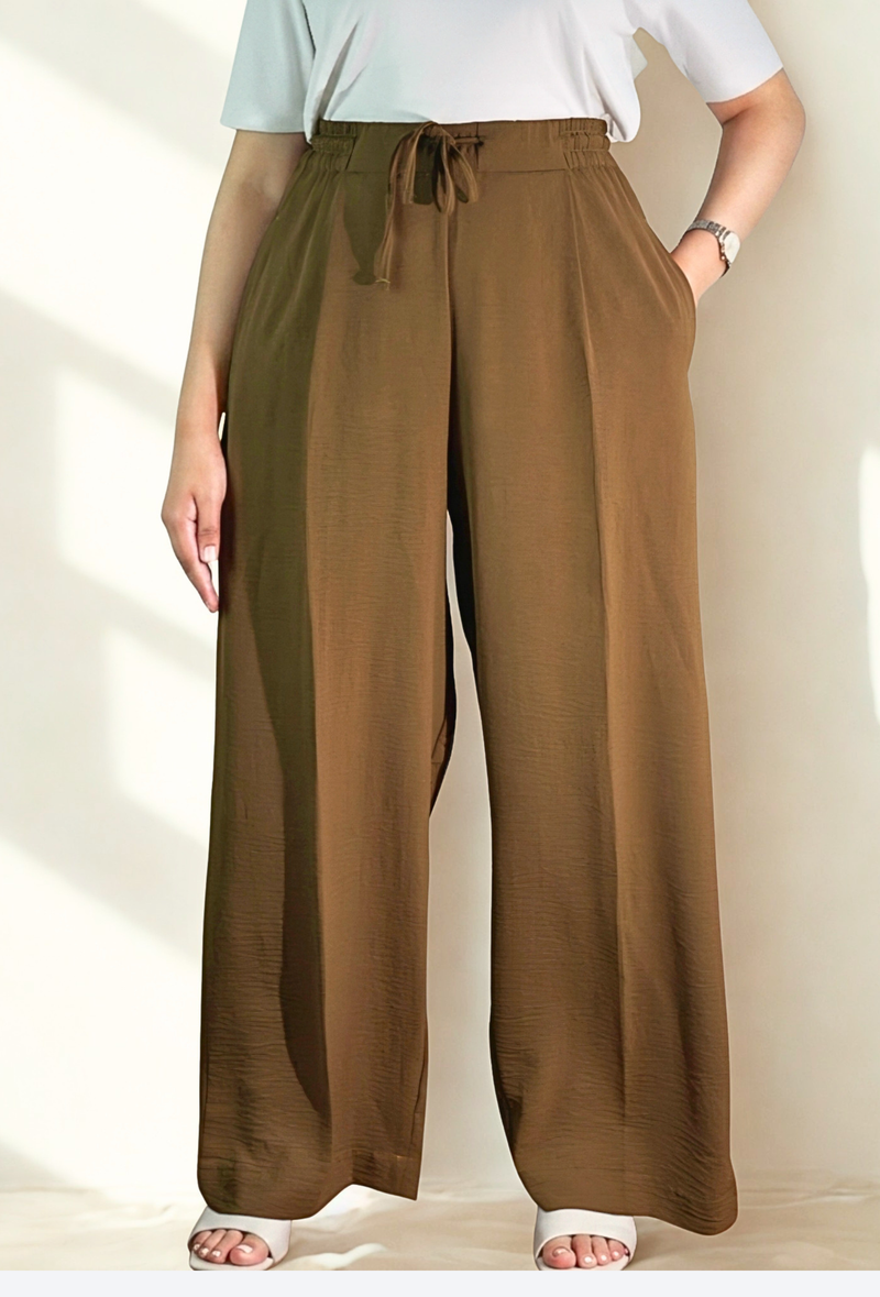 Straight Loose Trousers - Walnut Brown
