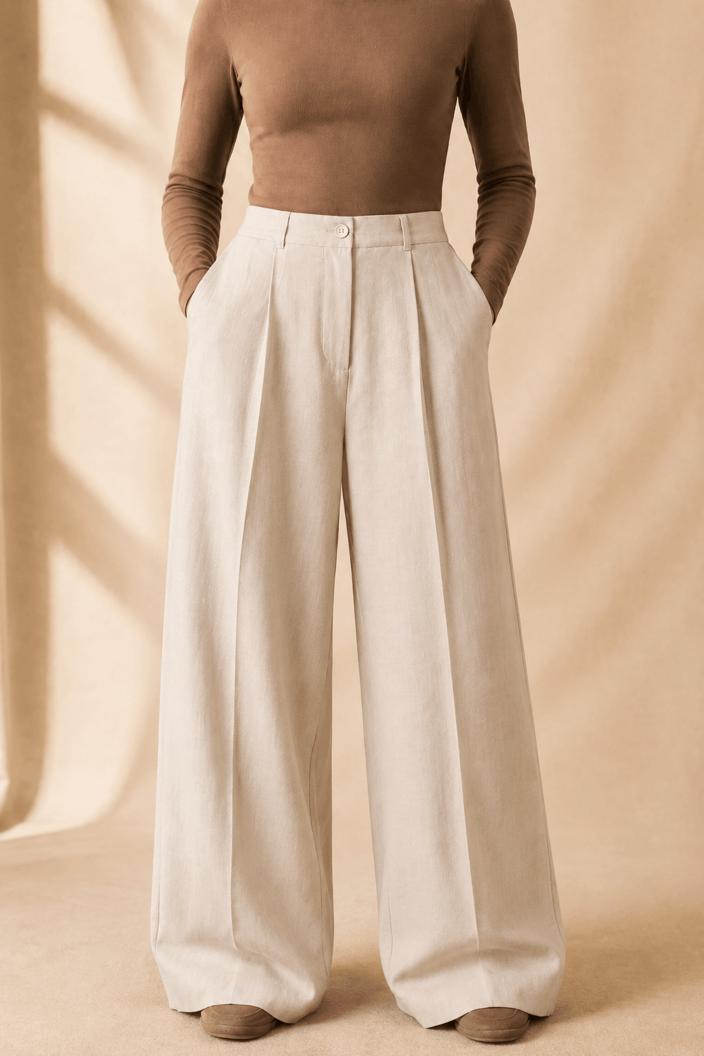 Irish Linen Wide Pant - Oatmeal