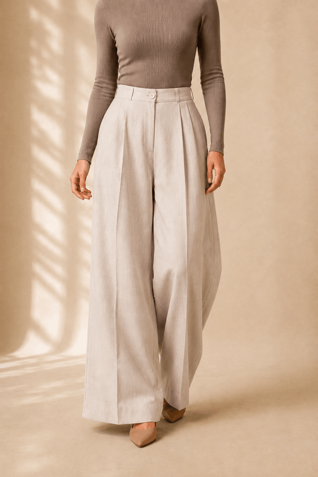 Irish Linen Wide Pant - Oatmeal