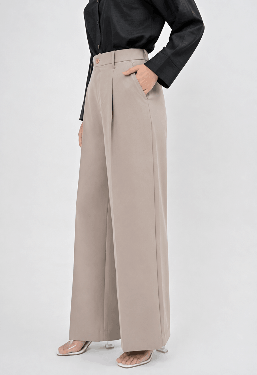 KHAK WIDE LEG PANT - Deep Beige