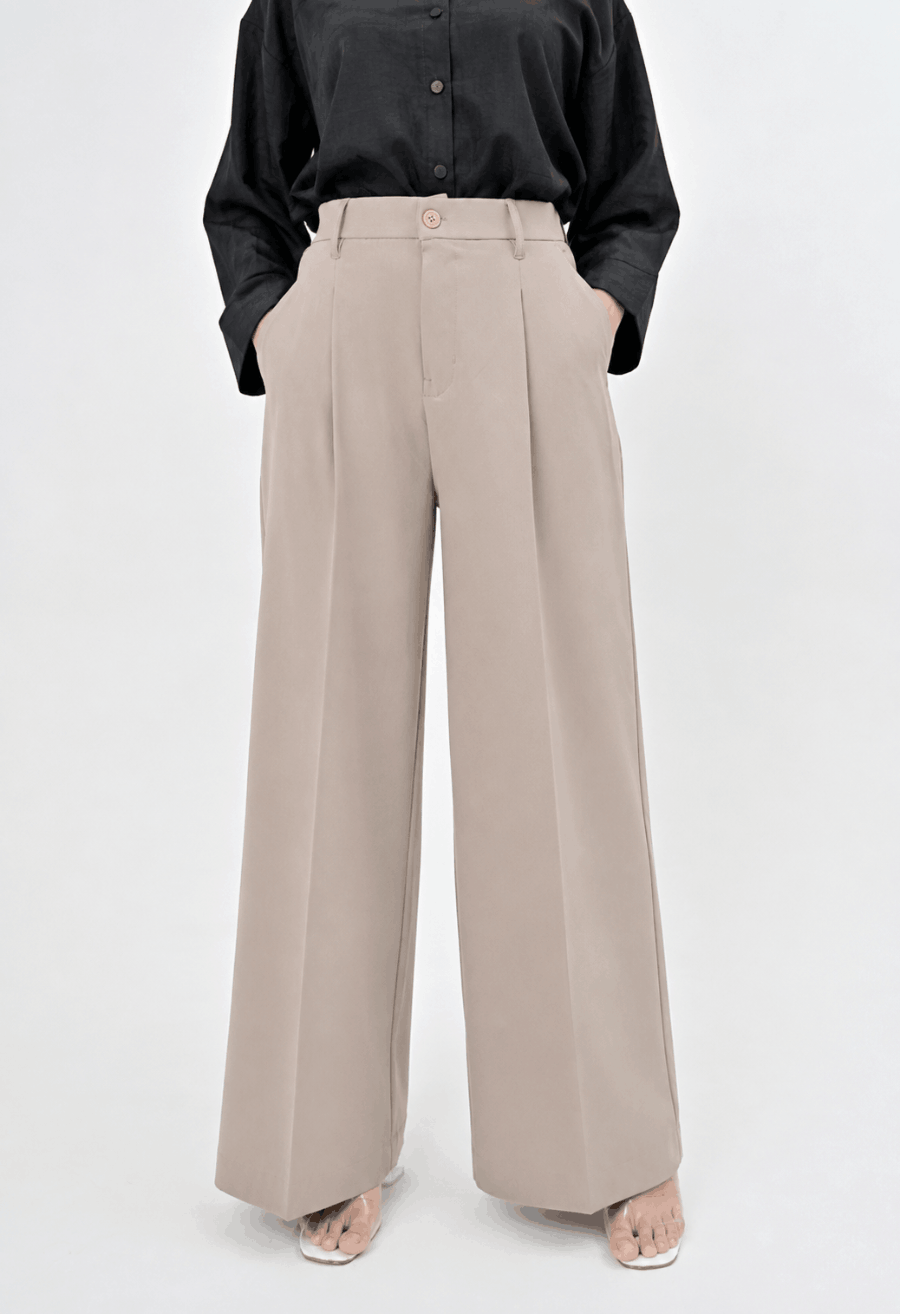 KHAK WIDE LEG PANT - Deep Beige