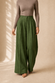 Irish Linen Wide Pant - Olive Green