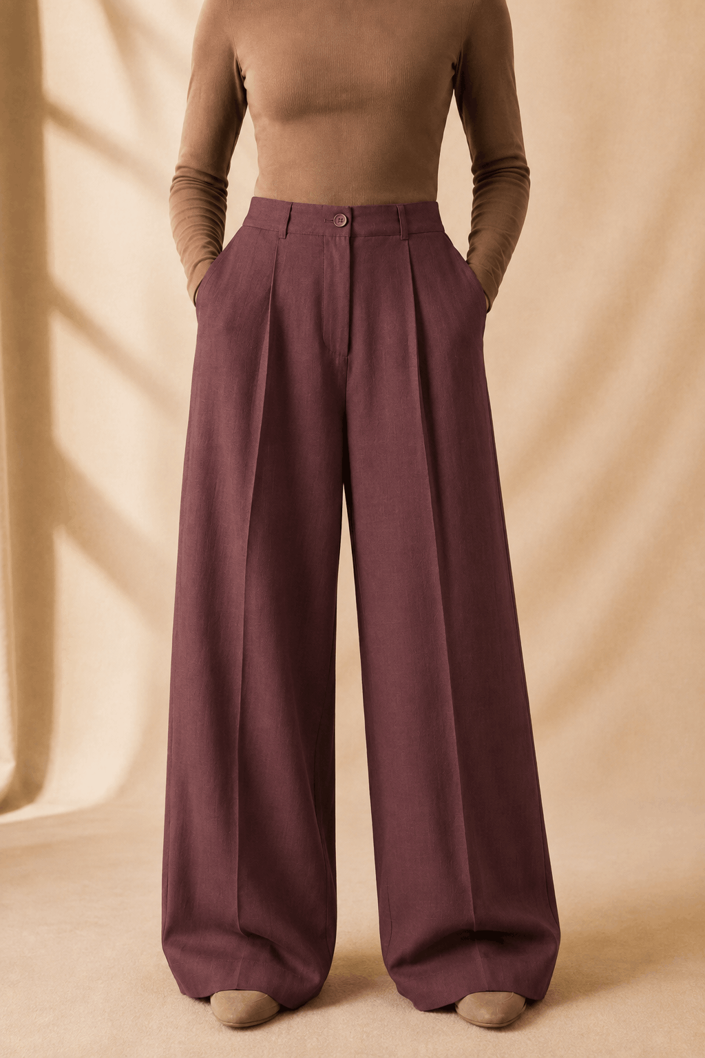 Irish Linen Wide Pant - Cocoa Brown