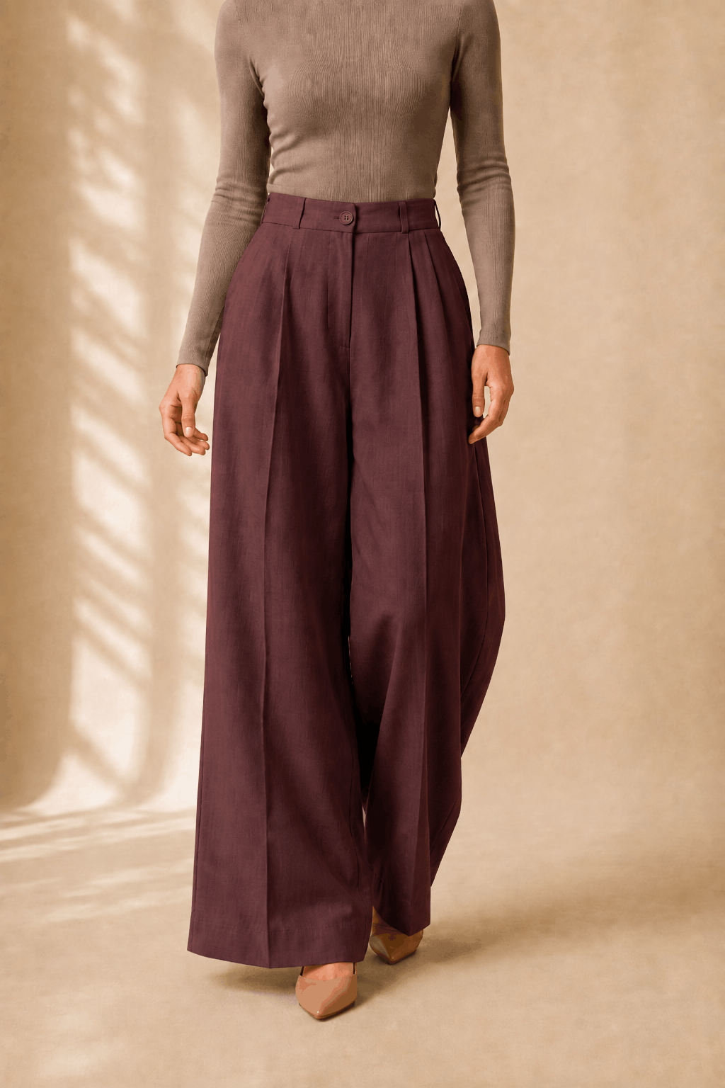 Irish Linen Wide Pant - Cocoa Brown