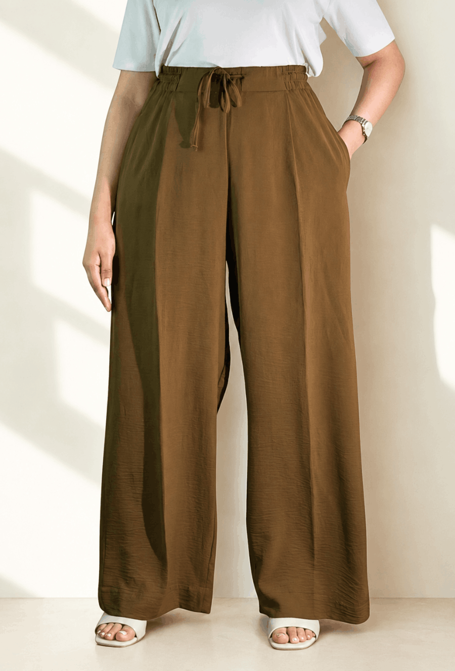 Straight Loose Trousers - Walnut Brown