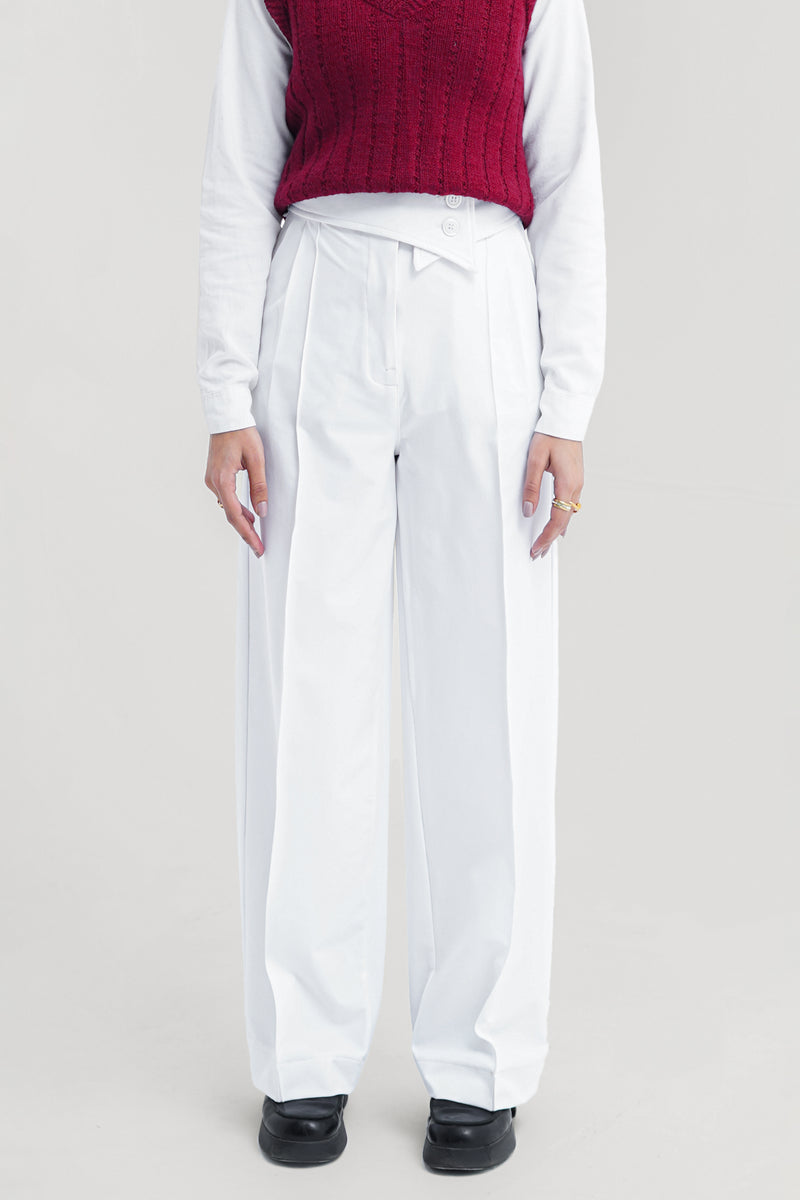 SAFORA WIDE LEG PANT - White