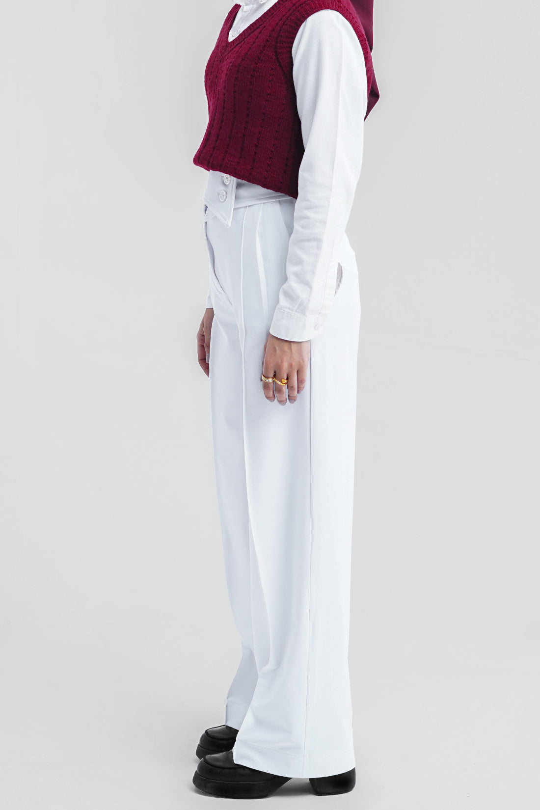 SAFORA WIDE LEG PANT - White