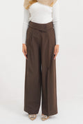 JUZAR WIDE LEG PANT - Chocolate Brown