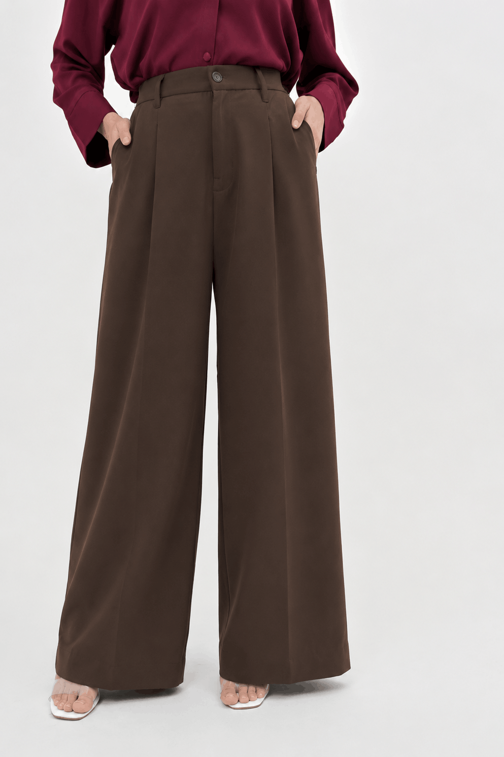 DARK BROWN WIDE LEG PANT - Chocolate