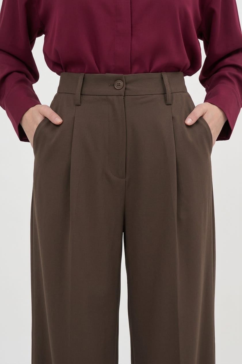DARK BROWN WIDE LEG PANT - Chocolate