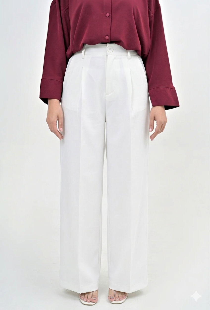 WARM WIDE LEG PANT - White