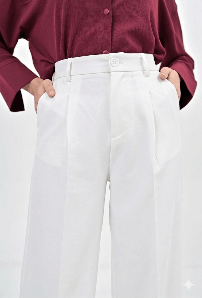 WARM WIDE LEG PANT - White