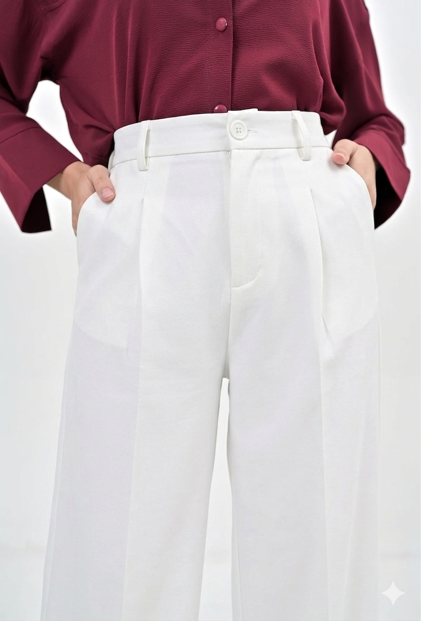 WARM WIDE LEG PANT - White