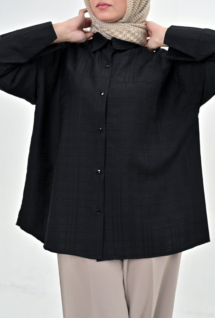 DROP SHOULDERS - Self Black