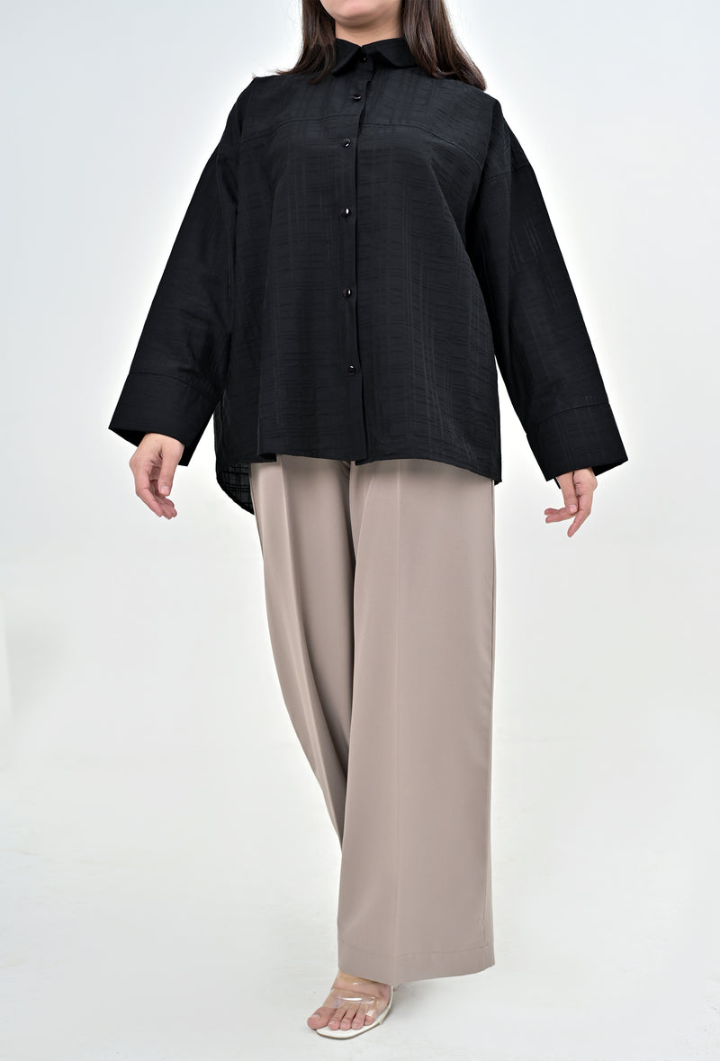 DROP SHOULDERS - Self Black