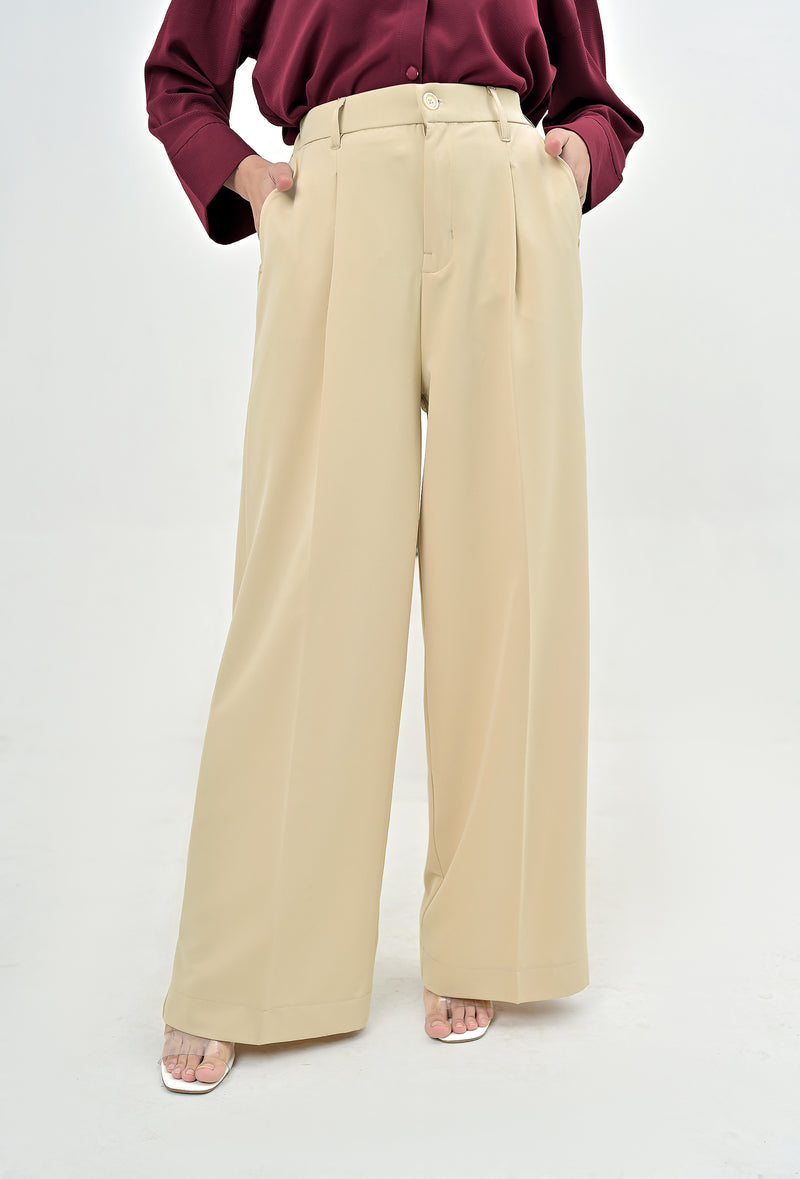 SOIE WIDE LEG PANT - Cream