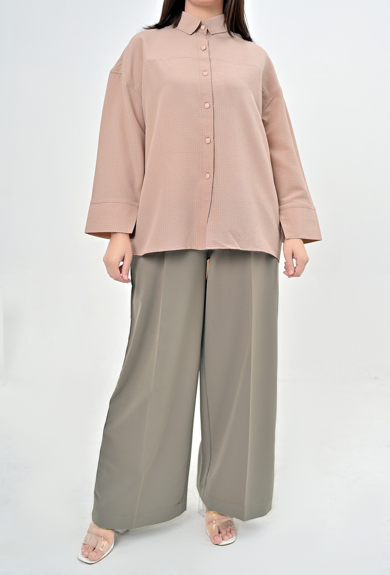 KHAK WIDE LEG PANT - Deep Beige