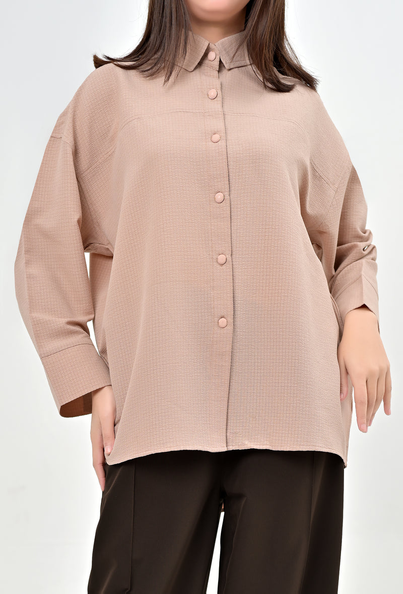 TEXTURED DROP SHOULDER – Pale Pink